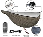 Onewind 12Ft Camping Hammock with Mosquito Net and Structure Ridgeline, Lightweight Portable Double Hammock with 12ft Tree Straps and Bugnet, Ideal for Wild Camping, Hiking, Backpacking, OD Green | 70D Hexagon Ripstop Nylon, Integrated No-see-ums Bug