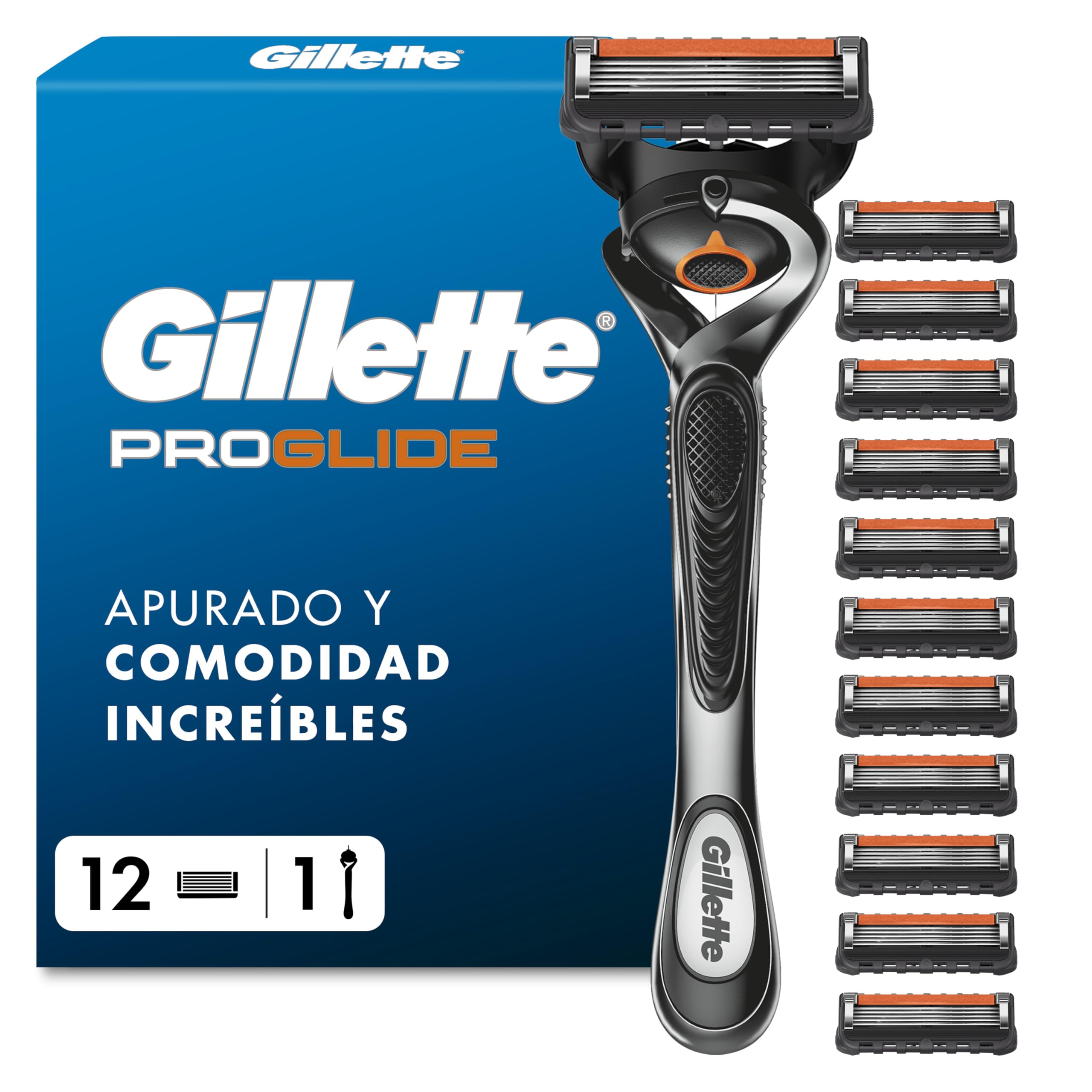 Gillette - Afeitadora para hombre, 12 recambios de 5 cuchillas, auténticas, con banda lubricante delantera y después para un afeitado de cerca y una comodidad increíbles, 1 recarga por 30 afeitados