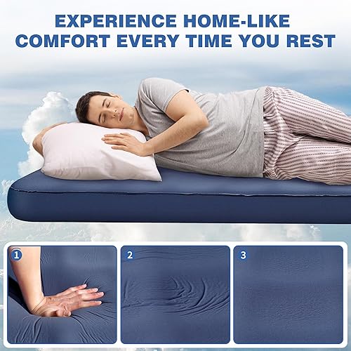 Miniatura 3 de OUTSKIRT Colchoneta de dormir ultraligera autoinflable, colchón de campamento de 4 pulgadas de grosor con paquete de bomba, tapete de dormir aislado