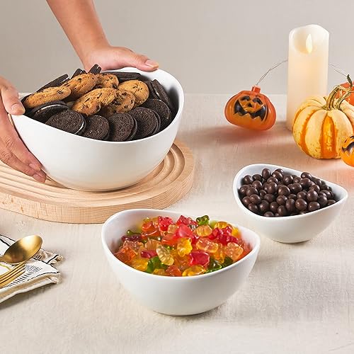 Miniatura 8 de LYEOBOH Juego de cuencos de 3 niveles con soporte de metal plegable más grueso, platos ovalados para entretener soporte de servicio escalonado para