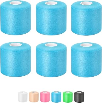 Pre Wrap Athletic Tape 6 Pack, 2.4 Inch x 22 Yards Foam Underwrap, Blue