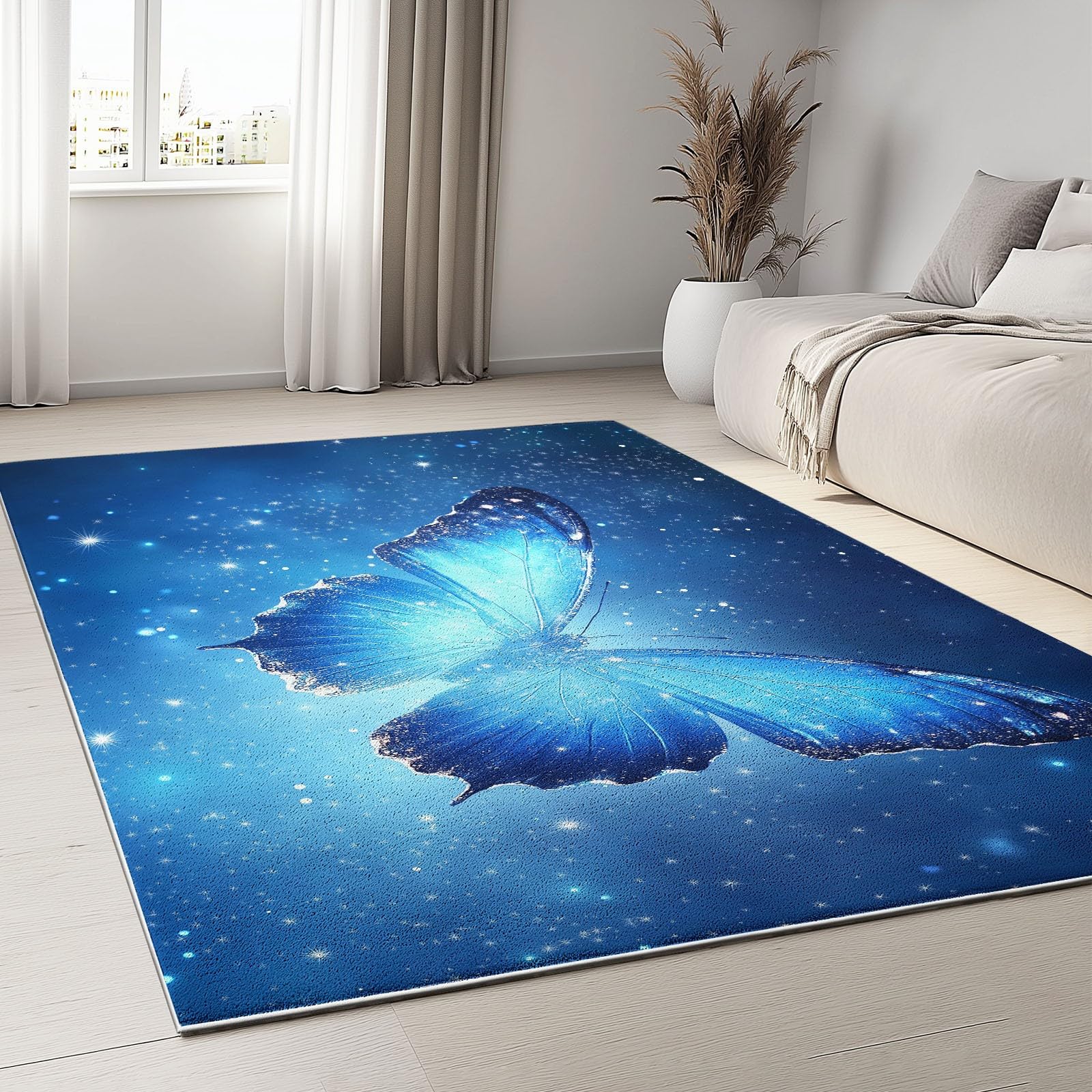 Tapis bleu 140x200 cm anti-glisse et lavable pour résoudre les taches de cuisine