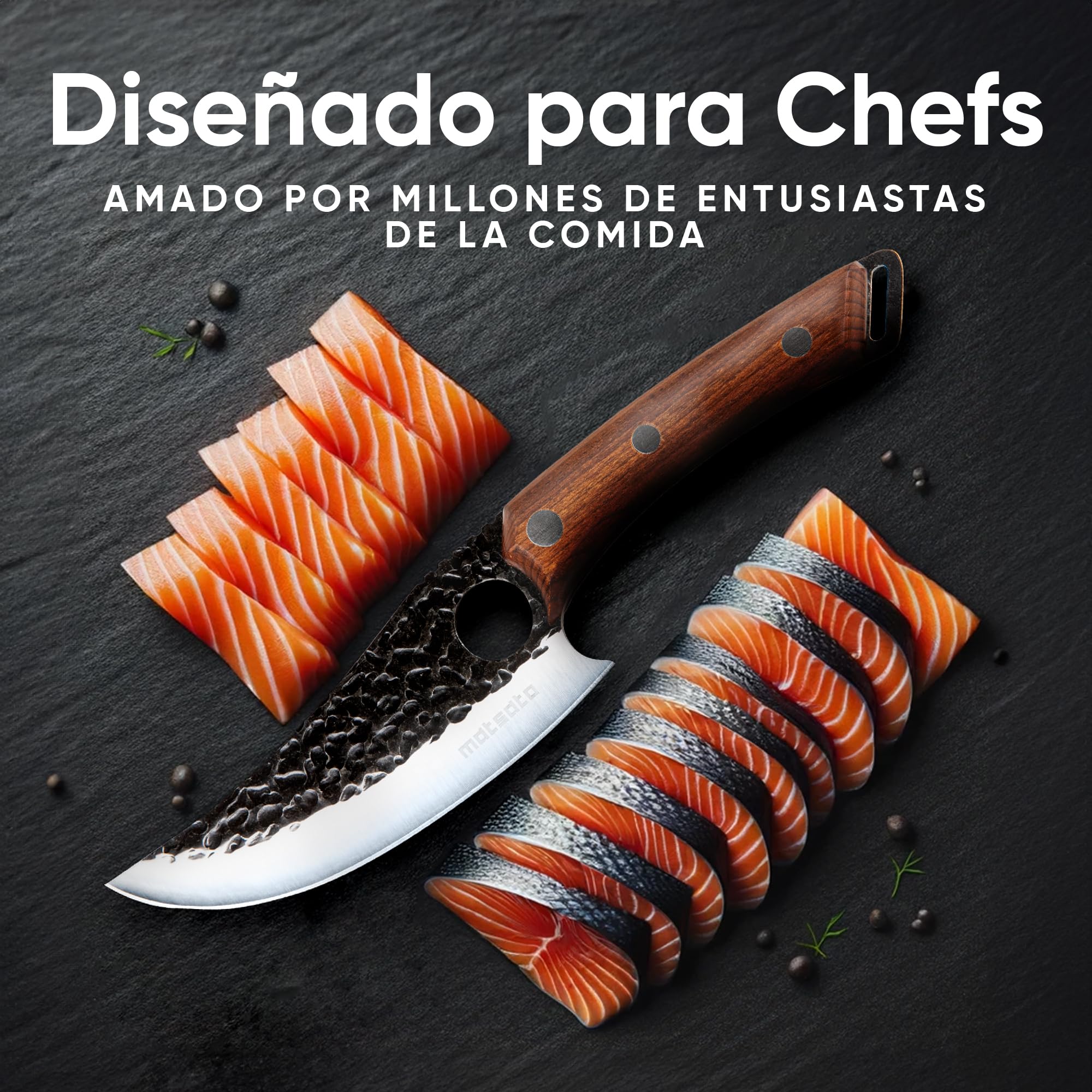 Matsato Cuchillos de Cocinero Profesional, 27.8cm, Acero Inoxidable, para Fruta, Verduras y Carne. Cuchillo de Acero Japonés
