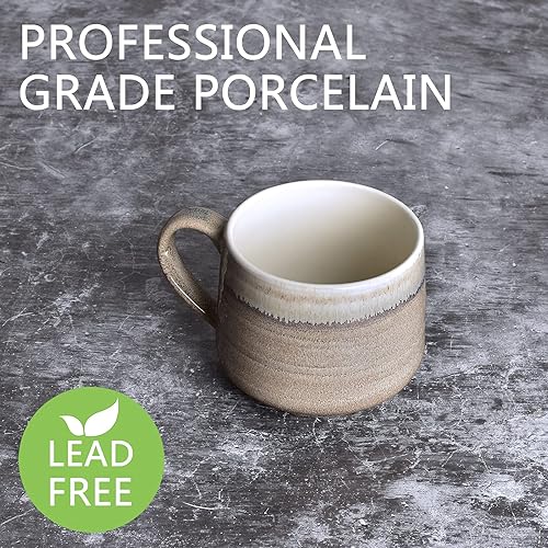 Miniatura 3 de Bosmarlin Juego de 2 tazas grandes de cerámica para café con leche, 18 onzas, taza de té grande de cerámica para oficina y hogar, apta para