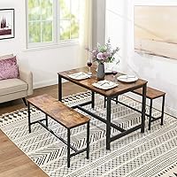 Vista 4 de VASAGLE Banco de comedor, par de 2, estilo industrial, marco de acero, para cocina, sala de estar, 12.8 x 42.5 x 19.7 pulgadas, marrón rústico +