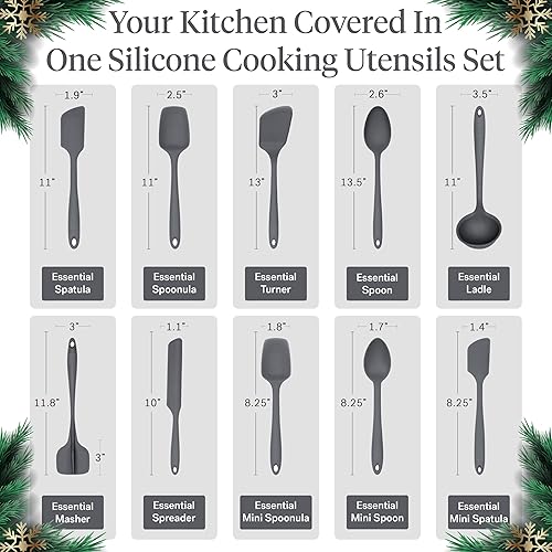 Miniatura 3 de GIR Get It Right - Juego de utensilios de cocina esenciales de silicona de 10 piezas, cucharón, espátula, abatible, cuchara y cuchara, utensilios de