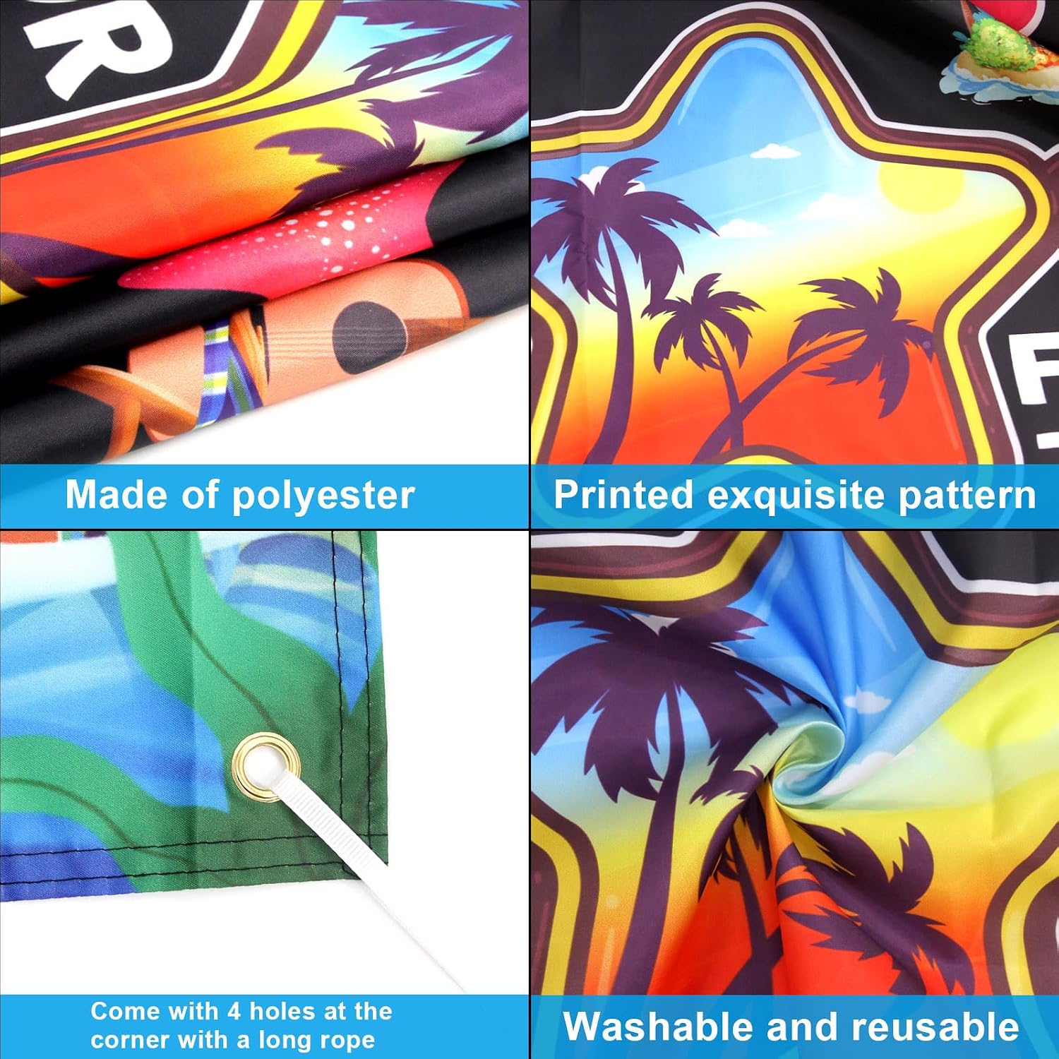 Fancy Land End of School Year Backdrop for Kids Tropical Themed School’s Out Banner Photo Booth Props Celebrating Vacation Party Decoration 71 x 43 Inches