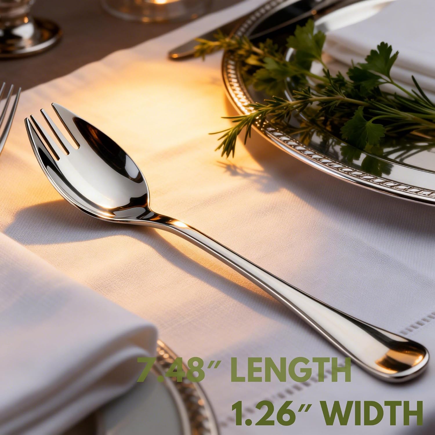 4-Pack Long Handle 18/10 Stainless Steel Sporks, 7.2 Inch image 3