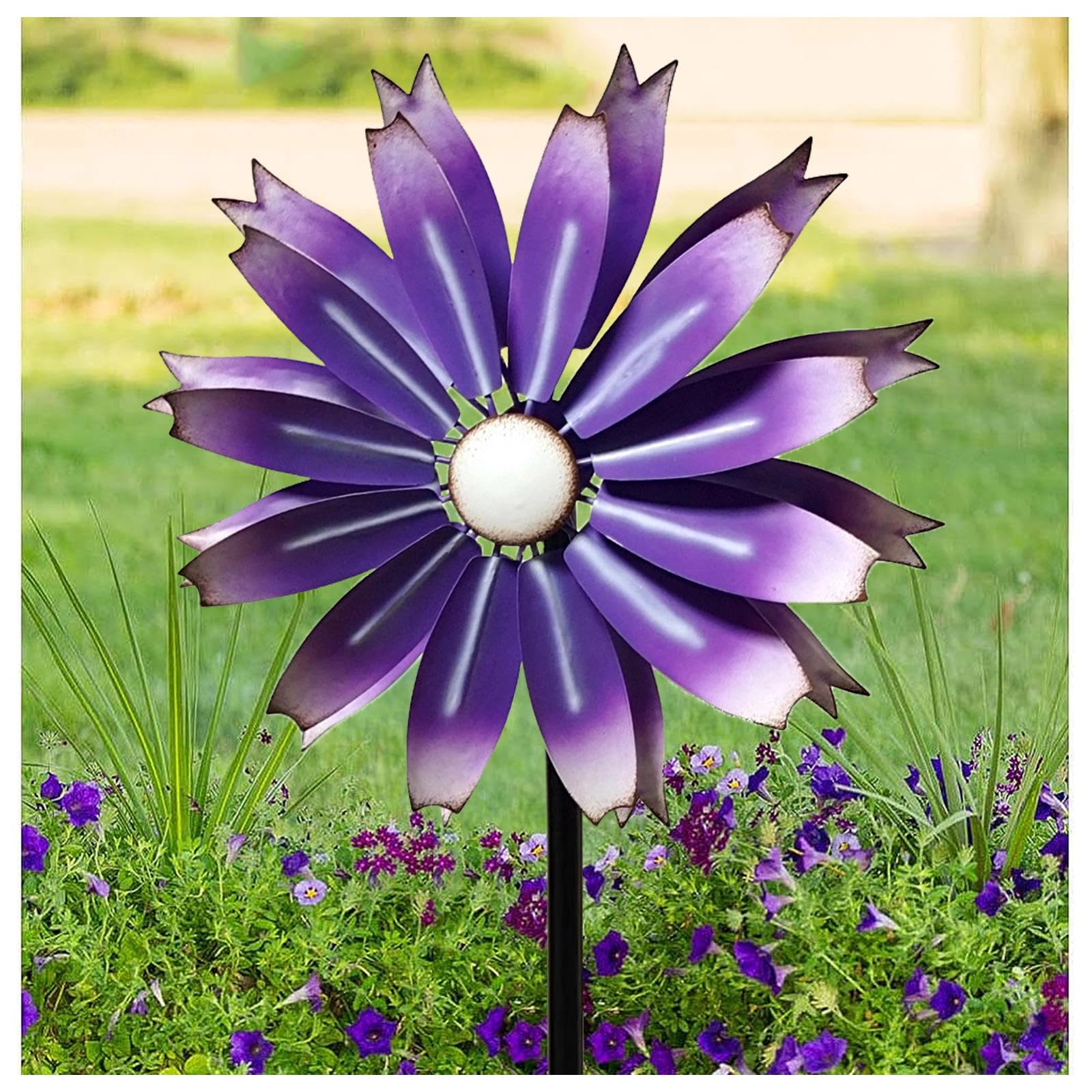 Sculptures Et Mobiles à Vent 149cm Moulin A Vent Jardin Exterieur Grand Moulin à Vent Jardin pour La DéCoration d'art De Cour Et De Jardin,Purple