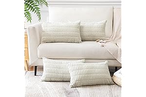 OTOSTAR 12"x20" Pillow Cover, Set of 4 Soft Corduroy Decorative Throw Pillowcases,...