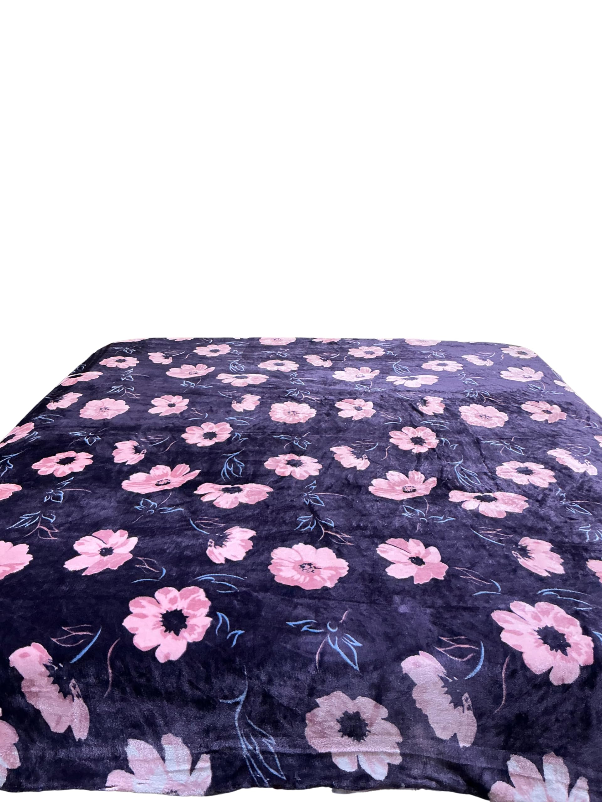 Double Bed Duvet Cover, Dark Navy Floral Print, Ultra-Soft Velvet, Reversible Design, Pink Flowers-image-37