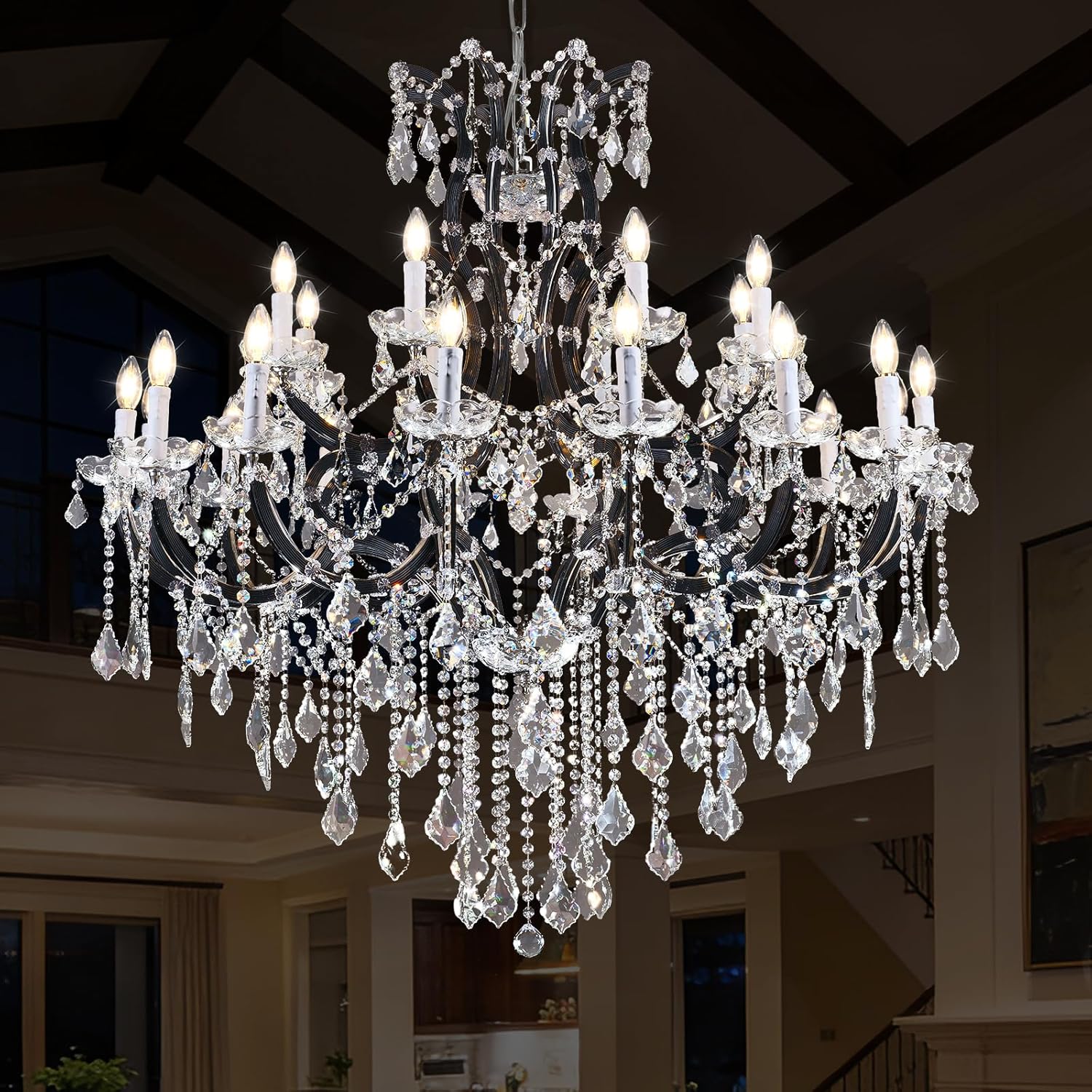 50″ Extra Large Maria Theresa Empire Crystal Chandelier, 24-Light 3-Tier Grand F…