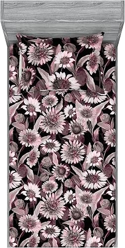 Miniatura 30 de Ambesonne Juego de sábanas bajeras tropicales y fundas de almohada, diseño abstracto de hojas de plátano de Monstera inspirado en olas retro