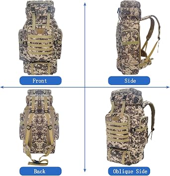 80L Camping Hiking Backpack, Military Tactical Backpack Molle Rucksack, Extra Large Hiking Backpack, Water Resistant Hiking Daypack, Outdoor Sports Backpack, Adjustable Sport Bags (Camouflage)