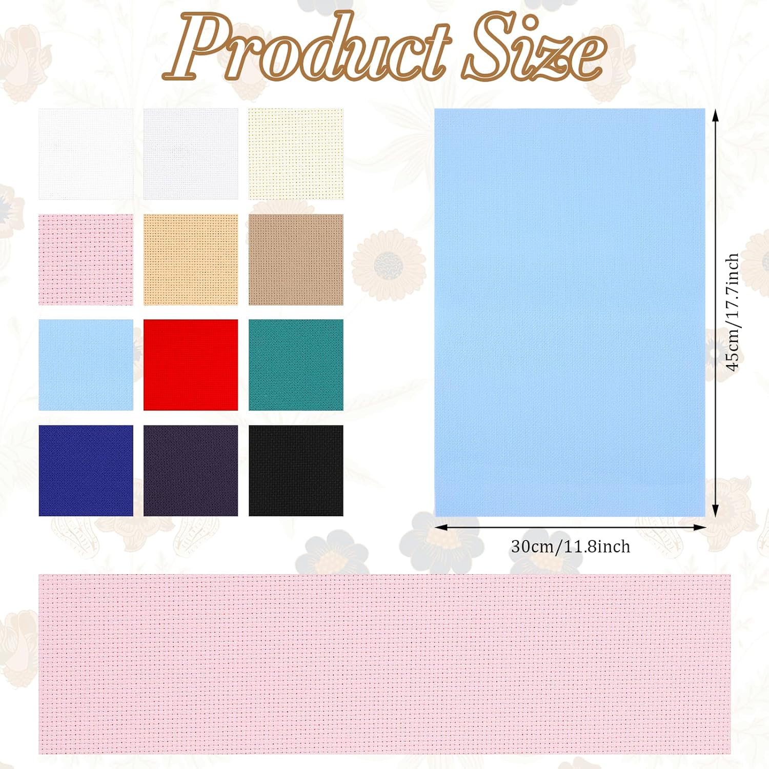 12 Pcs Aida Cloth 12 Color 14 Count Cross Stitch Fabric DIY Cross Stitch for Embroidery DIY Handmade Art Craft, 11.8 x 17.7 inch