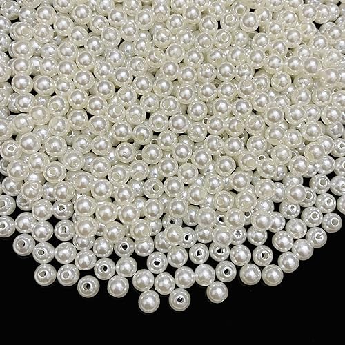 700 cuentas de perlas de 0.236 pulgadas (0.236 in), perlas redondas sueltas con agujeros para costura, manualidades, decoración, pulseras, collares,