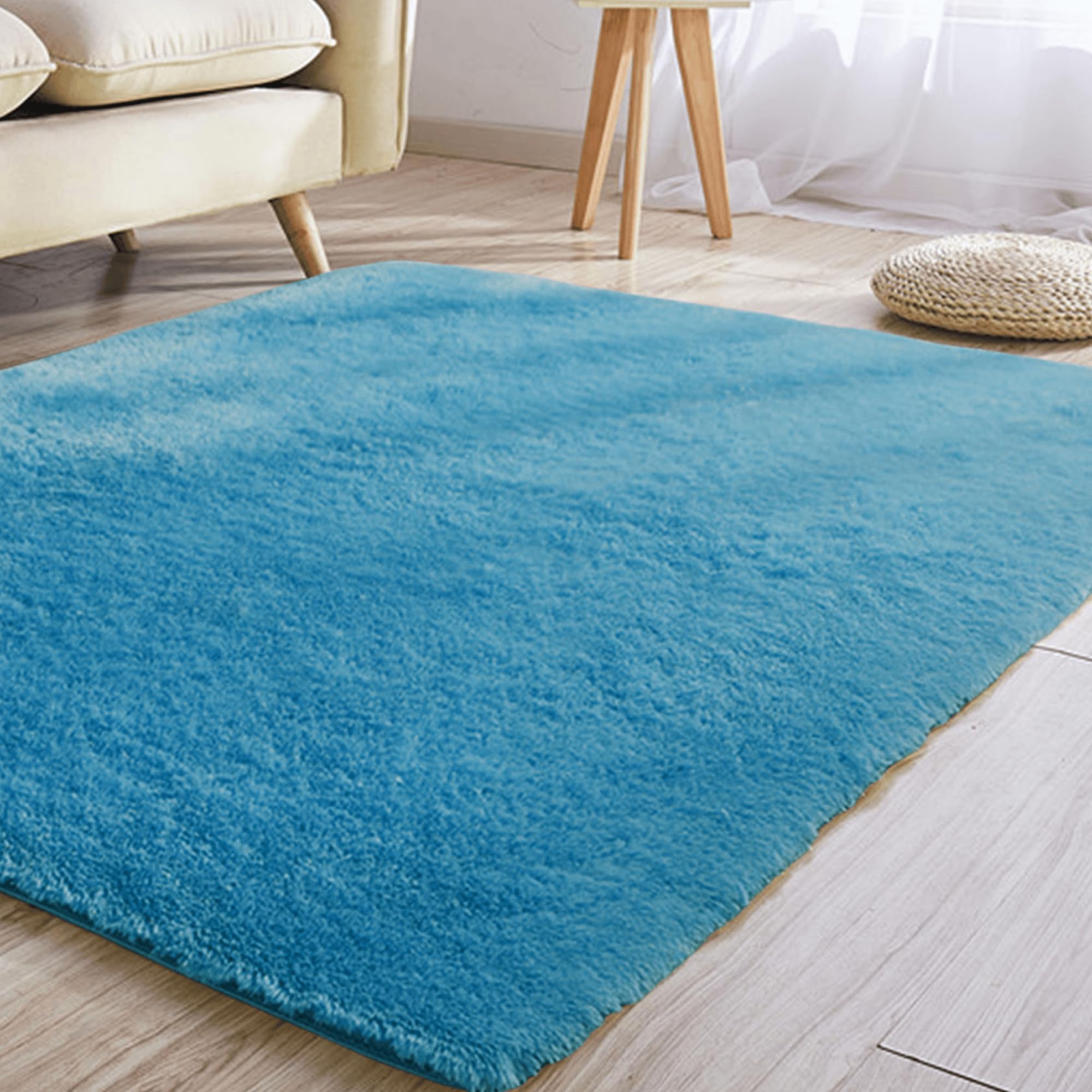 Tapis salon shaggy bleu extra large pour réchauffer l'ambiance de votre cuisine