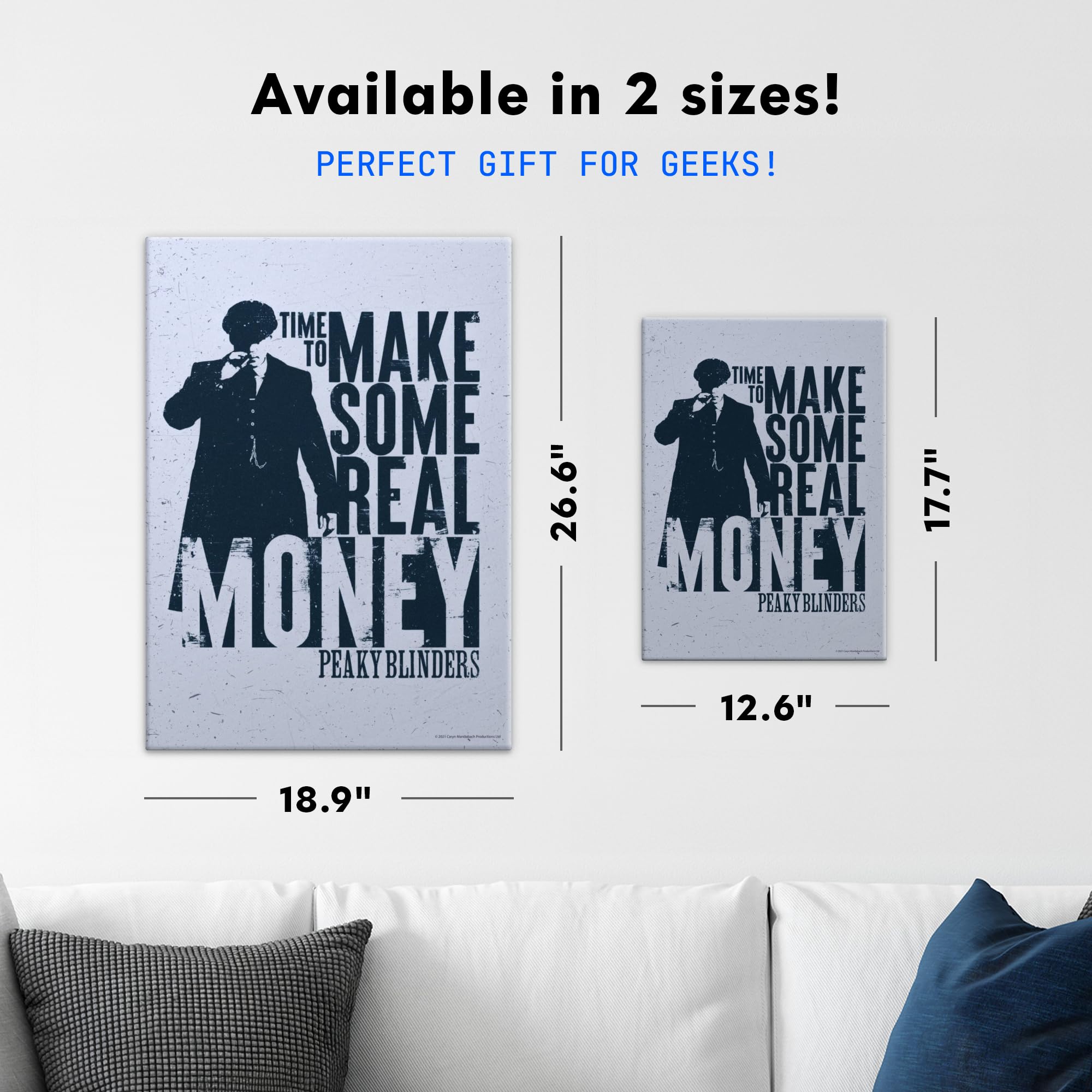 Displate Metall poster Peaky Blinders Time To Make Some Money Größe M | Moderne Bilder Wohnzimmer, Wandbilder für Schlafzimmer. Wanddeko & Geschenk. Wandkunst mit Magnet-Befestigung, ohne Bohren.