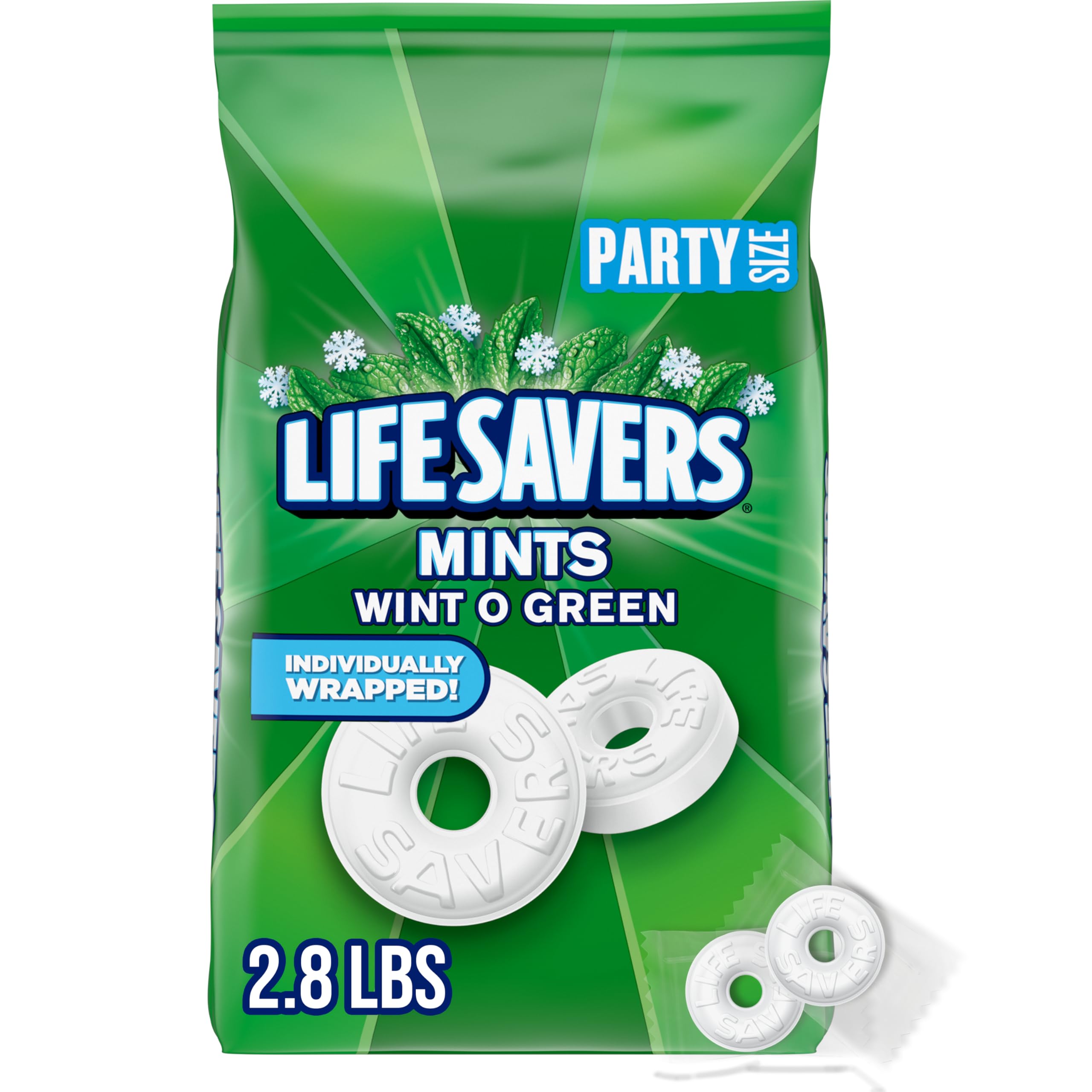 LIFE SAVERS Mints, Bulk Hard Candy Wint-O-Green Breath Mints, 44.93 oz Party Size