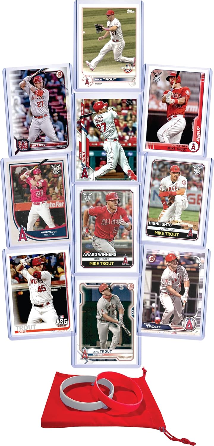 Mike Trout (10) Assorted Baseball Cards Gift Pack - Los Angeles Angels