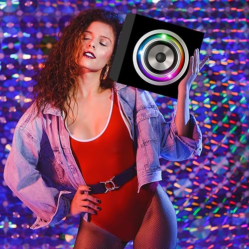 Miniatura 5 de 6 piezas de decoraciones de fiesta de los años 80 y 90, caja de papel grande Boombox novedad Boom Box centros de mesa para retro de los años 80 y