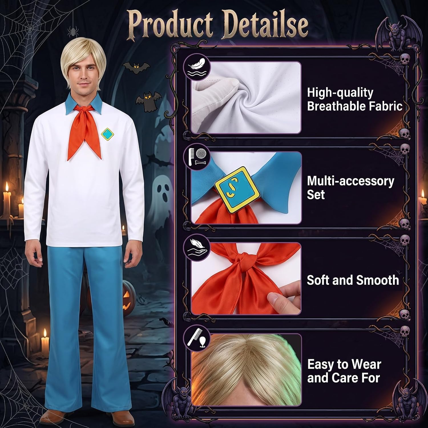 5 PCS Adult Halloween Costume Set for Men
