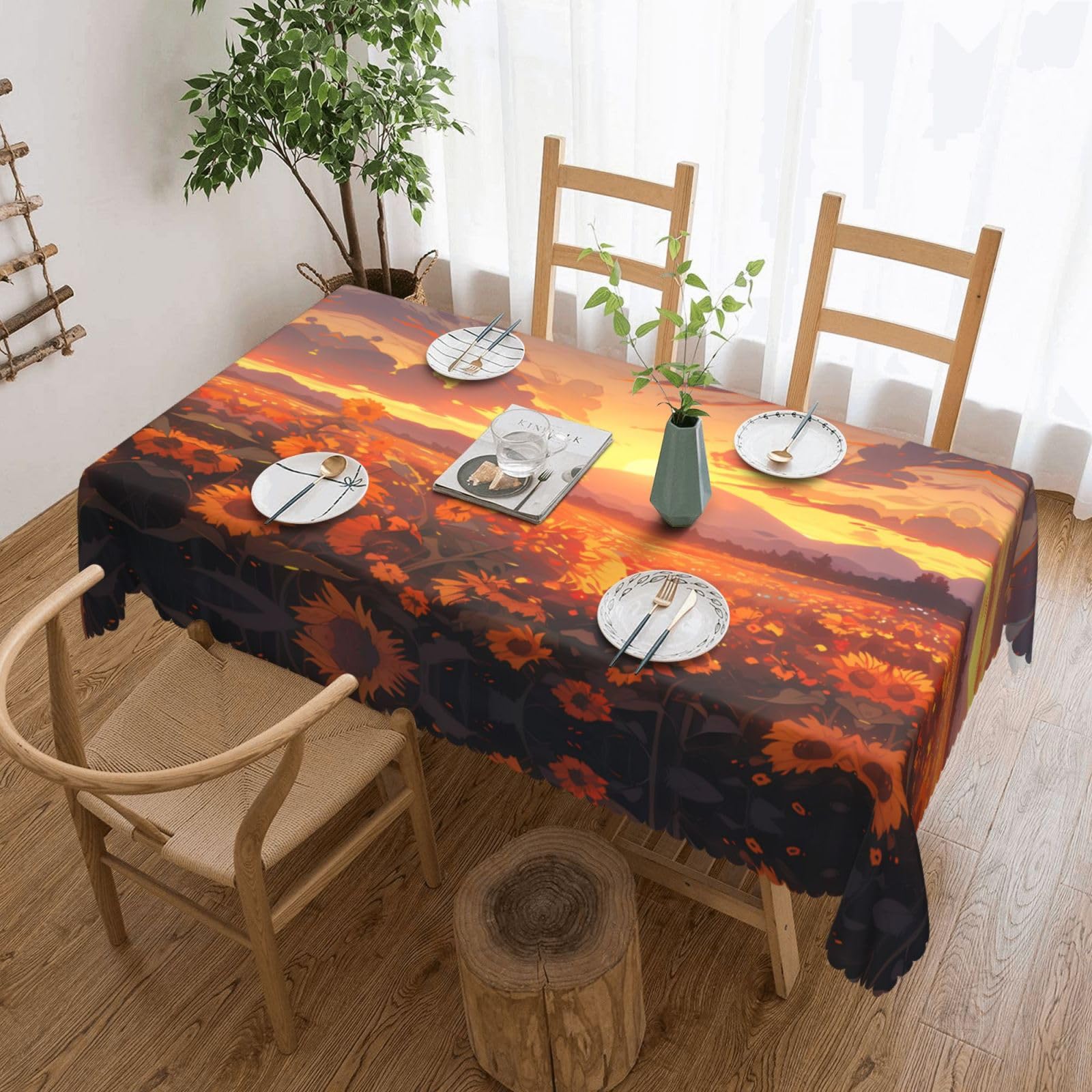 Nappe carrée tournesols lavable décoration de cuisine et salle à manger