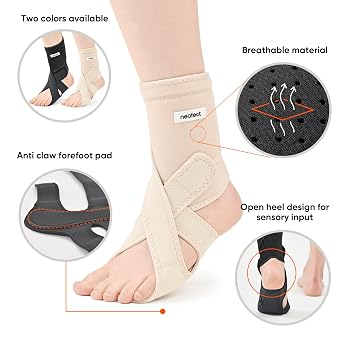 NEOFECT Drop Foot Brace Beige - Adjustable AFO Ankle Brace for Walking & Stroke Recovery, Breathable Material for Ankle and Foot Support, Comfortable Design (Left)