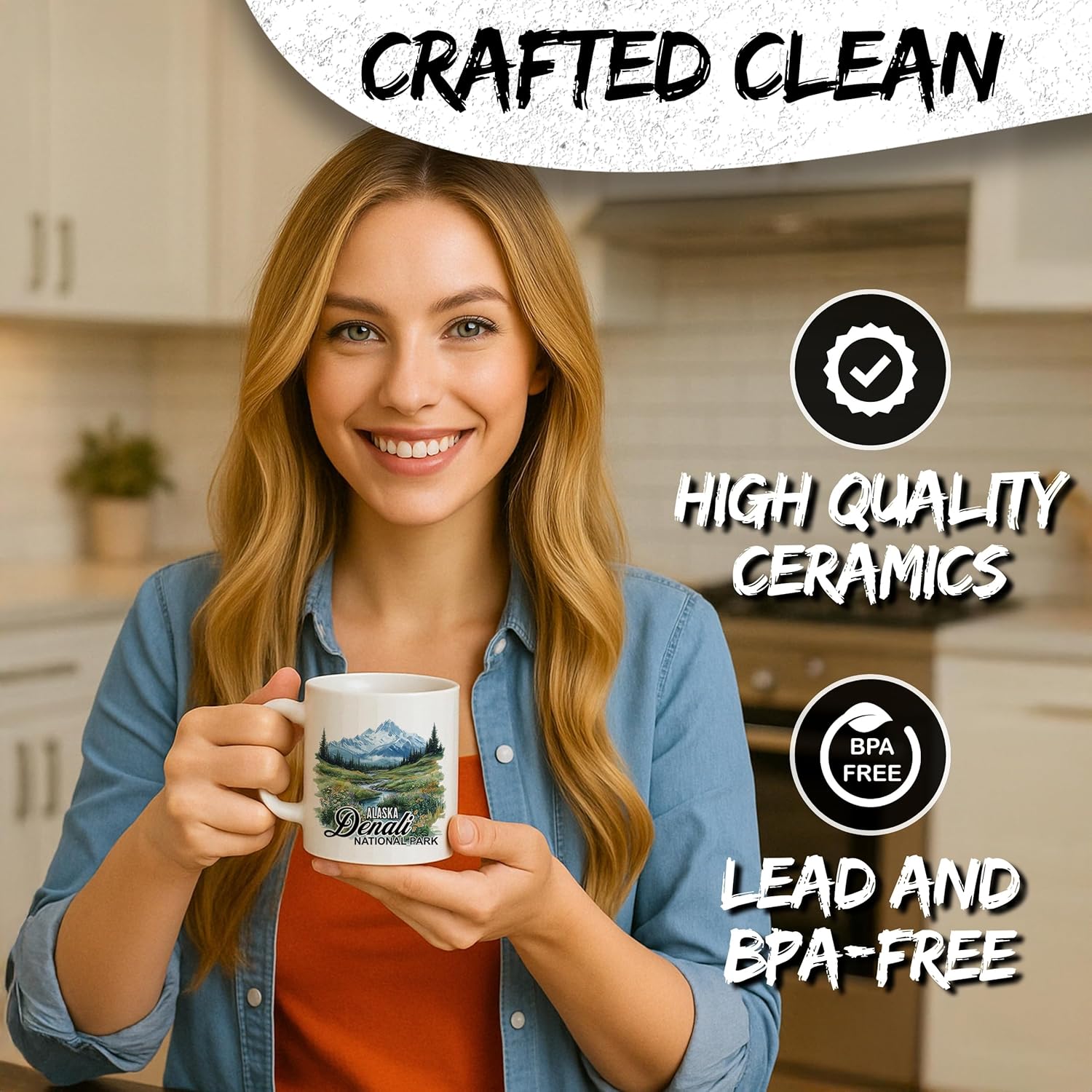 Denali National Park Alaska Ceramic Coffee Mug 11oz Snowcapped Peak - Tea Coffee Mug with Comfortable Grip - Unique Travel Gift Cup for Office or Home - Vibrant Long-Lasting Print ID44991 - Image 5