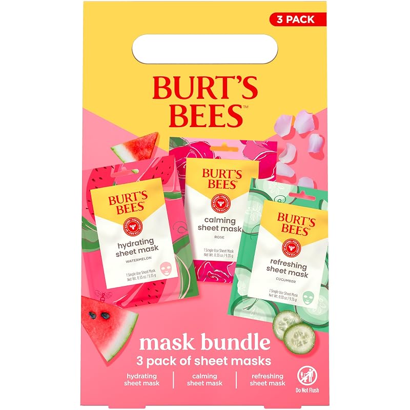 Kit com 3 Máscaras Faciais em Folha Burt's Bees, 0,33 oz