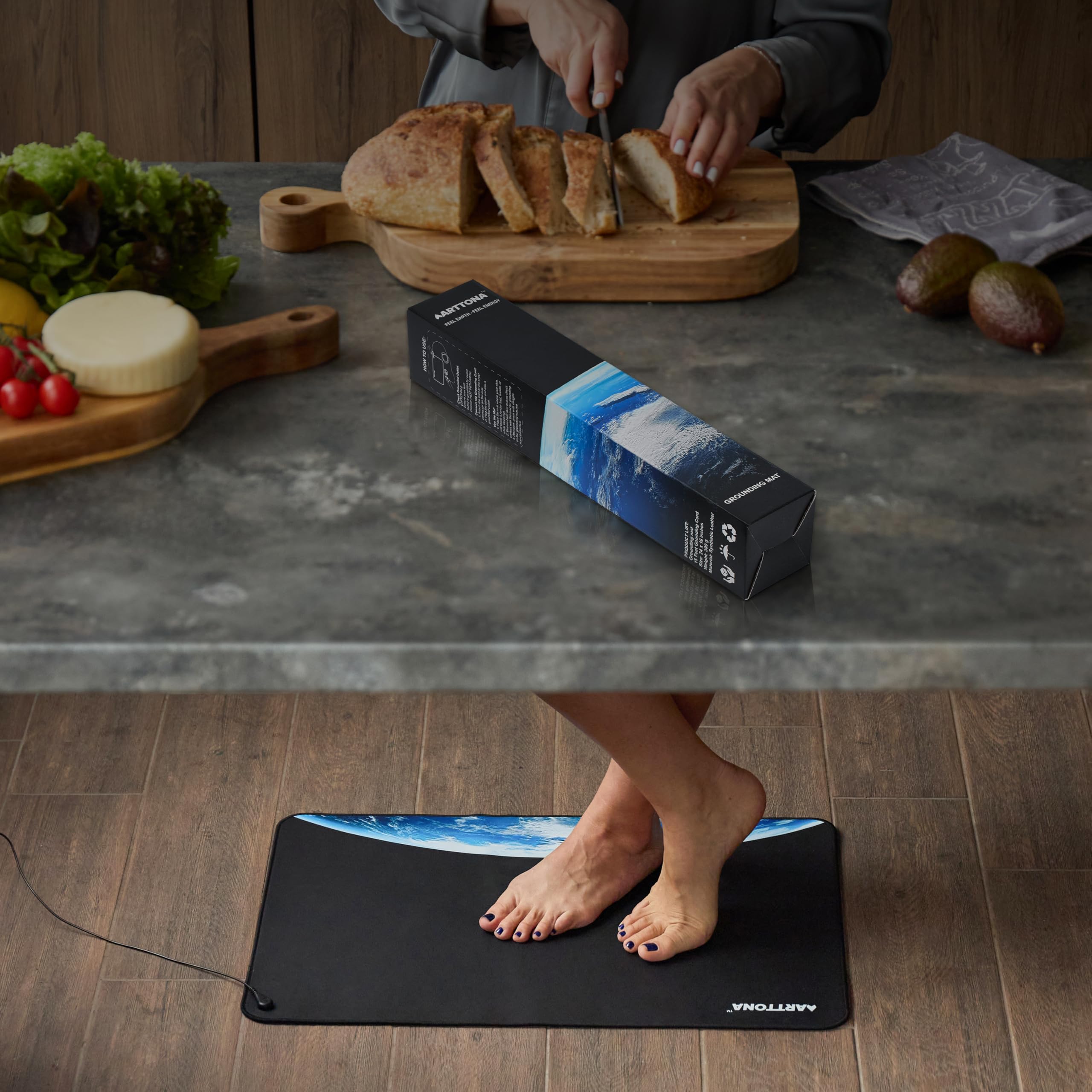 Tapis de sol pour un meilleur sommeil, soulagement du stress et bien-être – Tapis de mise à la terre de qualité supérieure pour bureau, lit et sol – Matériau durable et non toxique – Comprend