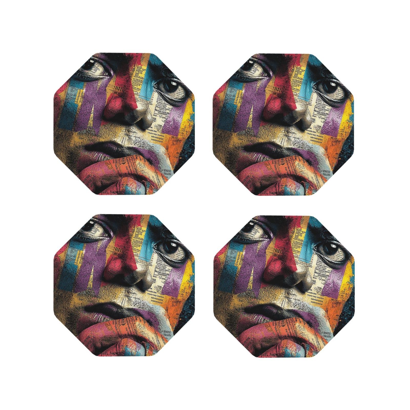 Coasters Set of 4 Round Leather Coaster Quick-Dry Drink Michael Jackson Coasters for Desk Absorbent Mugs Pads Tabletop Protection Pad Heat Resistant Coffee Cup Mat for Kitchen Bar