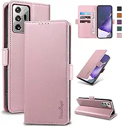 Capa Carteira para Samsung Note 20 Ultra - [Bloqueio RFID] Capinha Flip Magnética para Celular de Couro PU de Luxo com Suporte,Case Proteção,Rsistente,Antichoque, Rosa