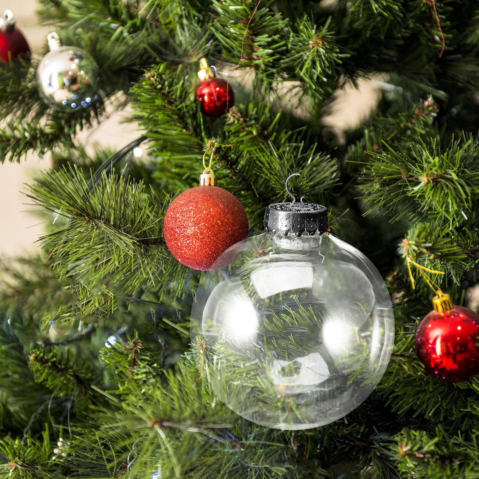 SEWACC Ornements Boules D'ornement Remplissables en Plastique Transparent 10Cm 10Pcs Boules D'ornement De Noël Arbre De Noël Ornements Suspendus pour La Maison De Fête De Mariage
