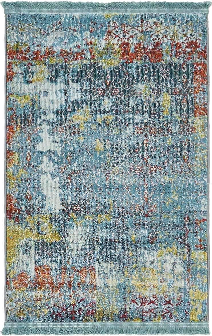 Unique Loom Baracoa Collection Area Rug-Alamar, 2' 2" x 3' 0", Teal/Ivory