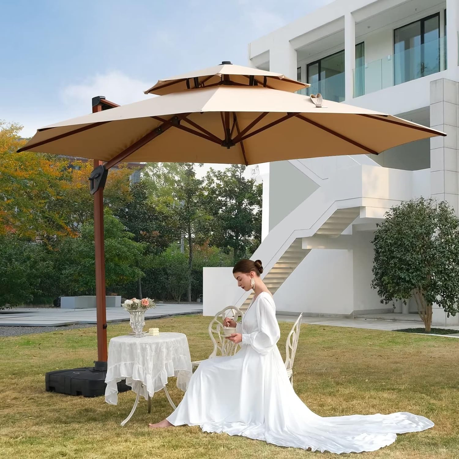 Amazon.com : ABCCANOPY 10ft Patio Umbrella - Large Windproof Cantilever ...