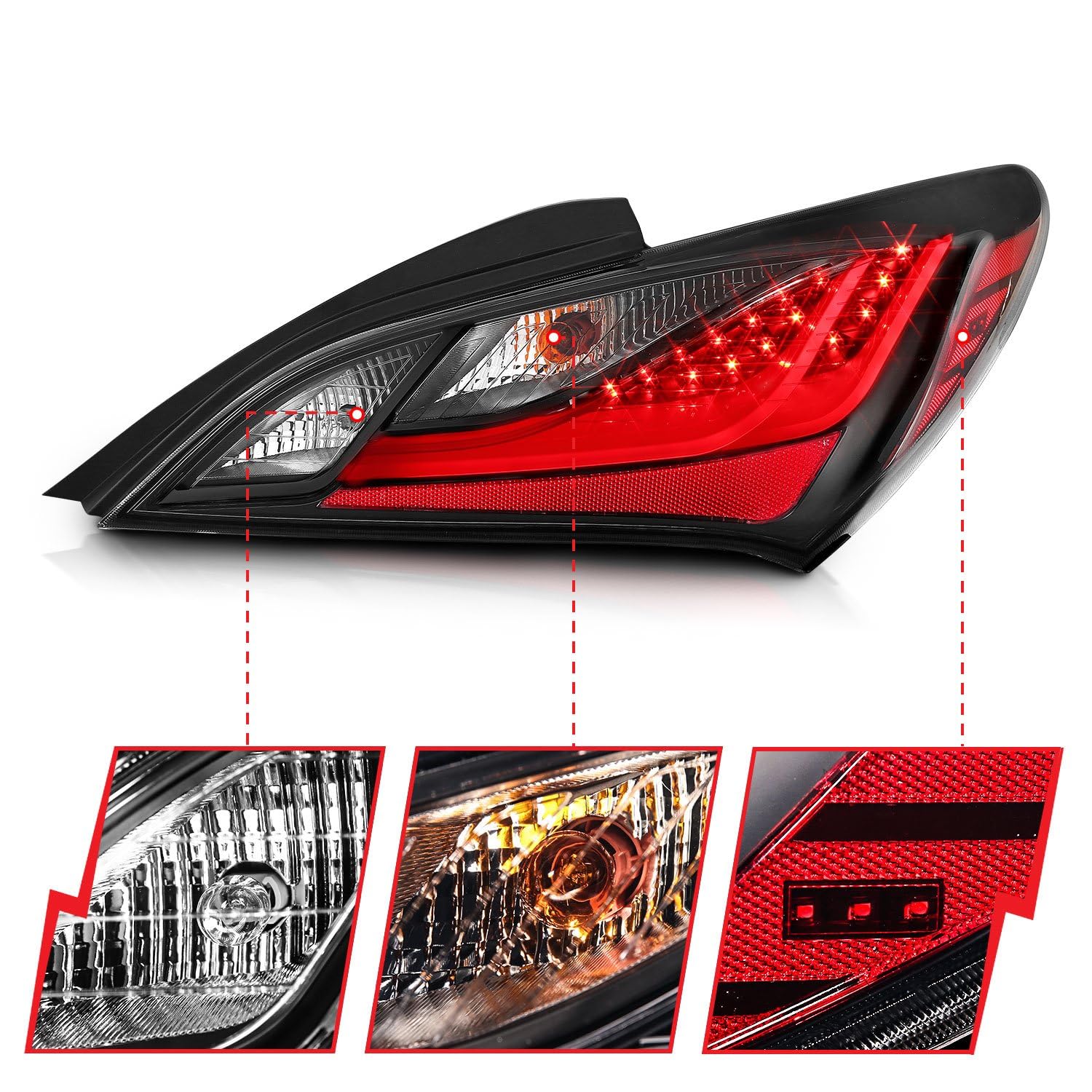 Amazon.com: ANZO (321347) 10-13 Hyundai Genesis 2DR LED Taillights