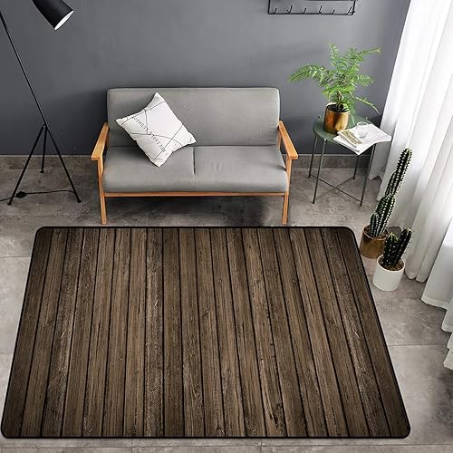 Tapete de esponja lavable para dormitorio de niños y niñas, panel de madera marrón, decoración rústica de pared con textura de pared, alfombra