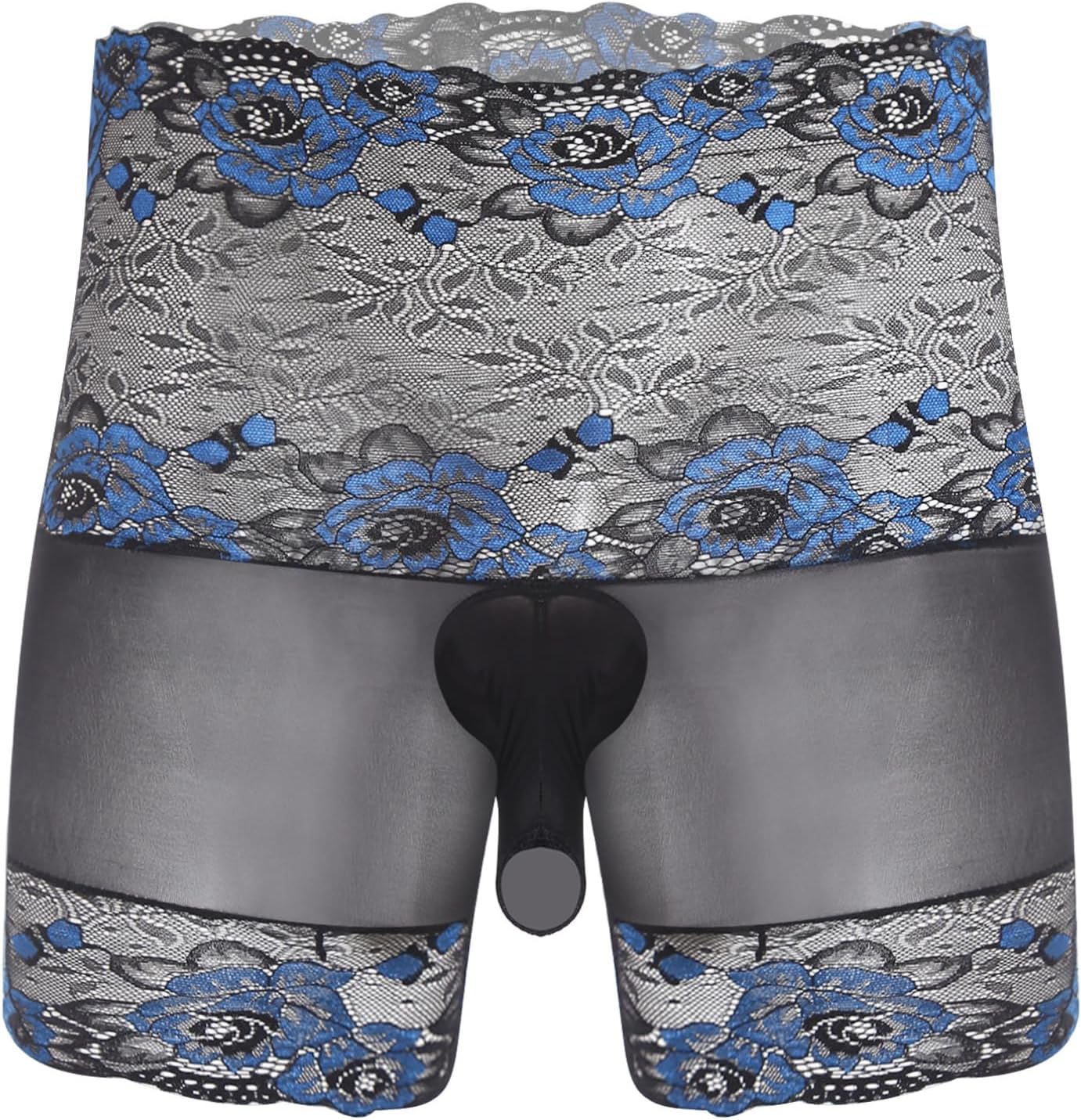 TiaoBug Mens Sissy Lingerie Sexy Lace Sheer Underwear Boxer Shorts Oily Glossy Elastic Briefs