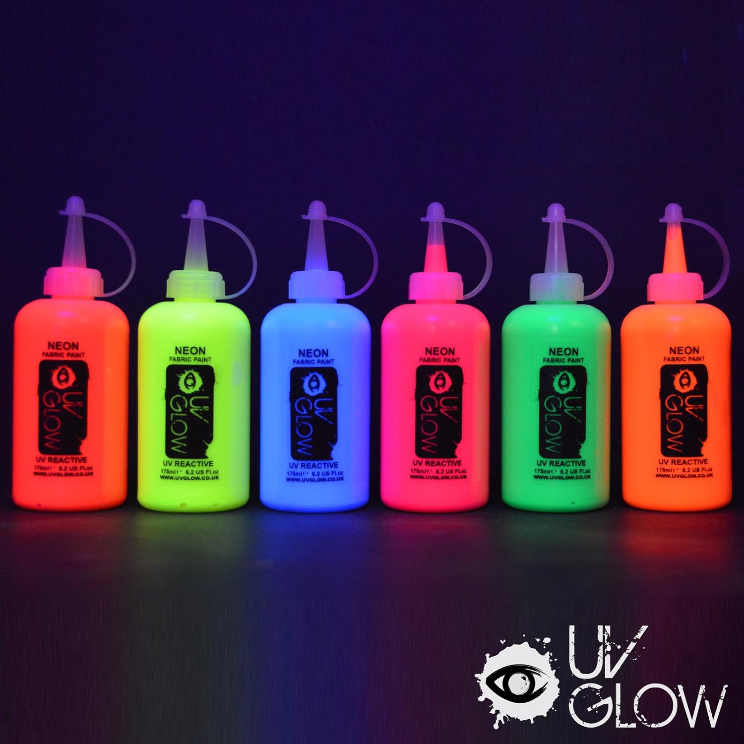 UV Glow Blacklight Neon Fabric Paint 6.2oz Set of 6 Amazon.in Home