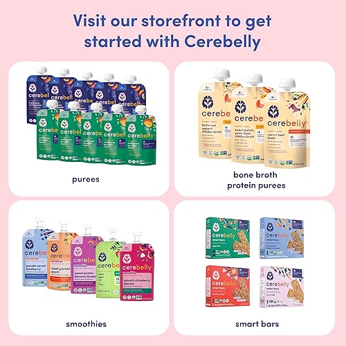 Miniatura 8 de Cerebelly Bolsas de comida orgánica para bebés, purés de batido de zanahoria morada y arándanos, 16 nutrientes, sin azúcar añadido, sin OMG,