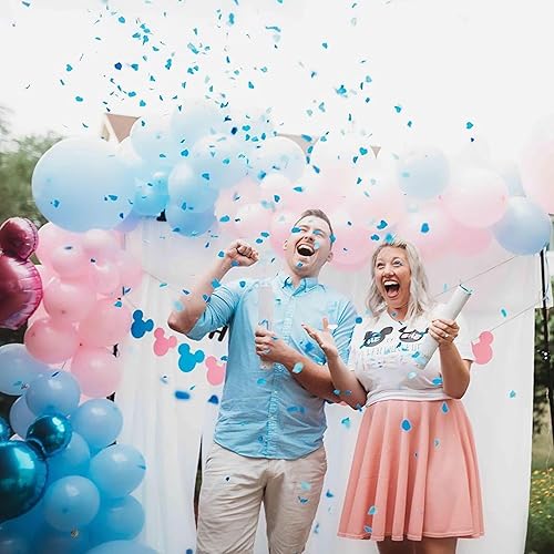 Miniatura 8 de PrimePure Gender Reveal Confetti Cannon - Biodegradable Heart Shaped Confetti Poppers - Blue, 4 Pack - Baby Boy Gender Reveal Party Poppers - Blue