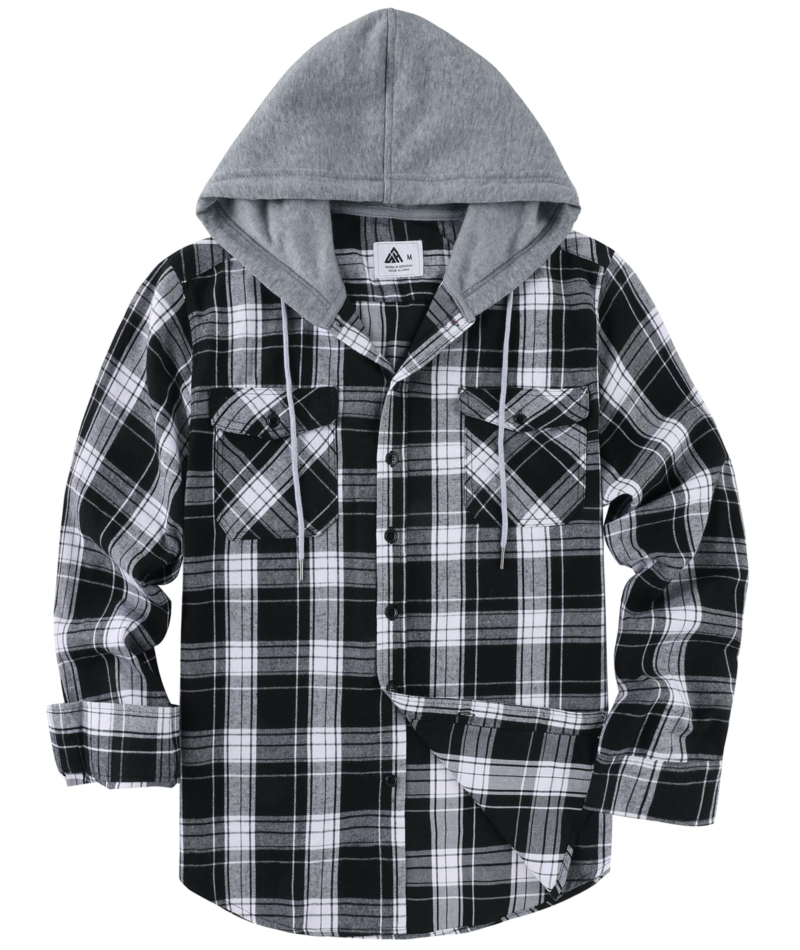 SwissWell Camicia Uomo Flanella Felpe Uomo Camicia a Quadri Manica Lunga Casual Camicia con Cappuccio M-3XL