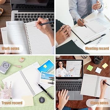 4Pack Spiral Notebook, 5.7x8.3 Small Notebooks for Work 120 Page Note Pads