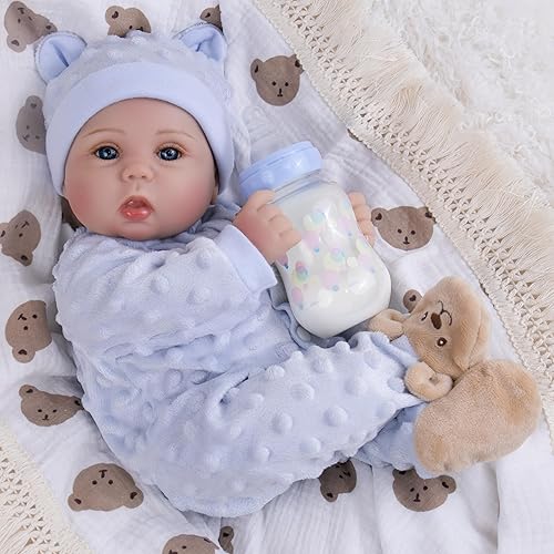 Miniatura 33 de Milidool Muñecas de bebé Reborn de 18 pulgadas, muñeca realista de bebé recién nacido, muñecas de silicona de aspecto real, con accesorios completos