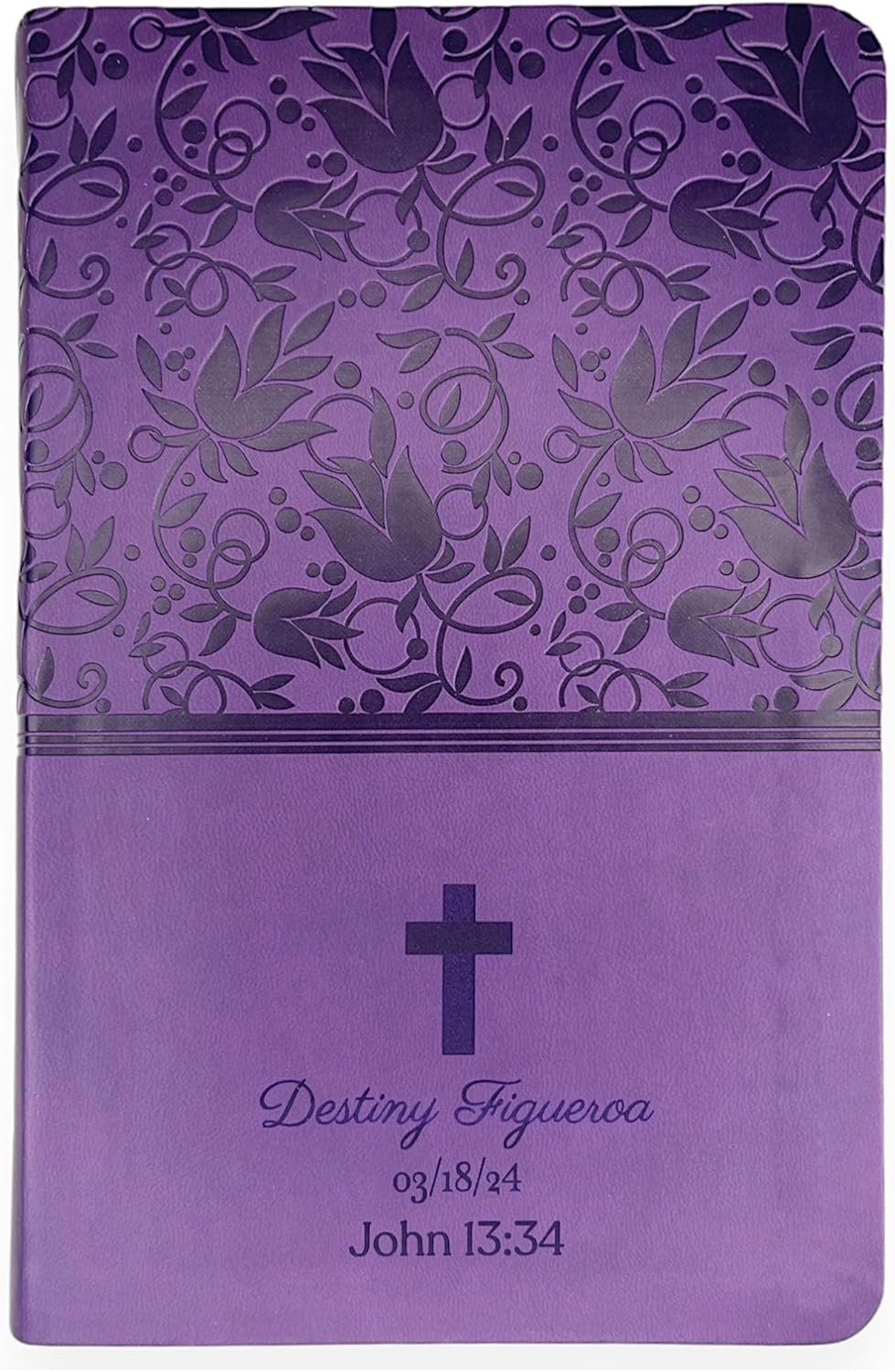 Personalized KJV Reference Holy Bible Purple Faux Leather Large Print Size with Index Tabs | Custom with Name, Date or Text | Gift for Christian & Religious Celebrations