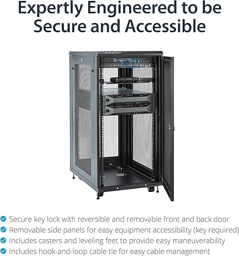 Miniatura 3 de StarTech.com Gabinete para rack de servidores de 4 postes de 24U, gabinete de rack de datos de 19" para equipos de TI  red, con rieles de montaje