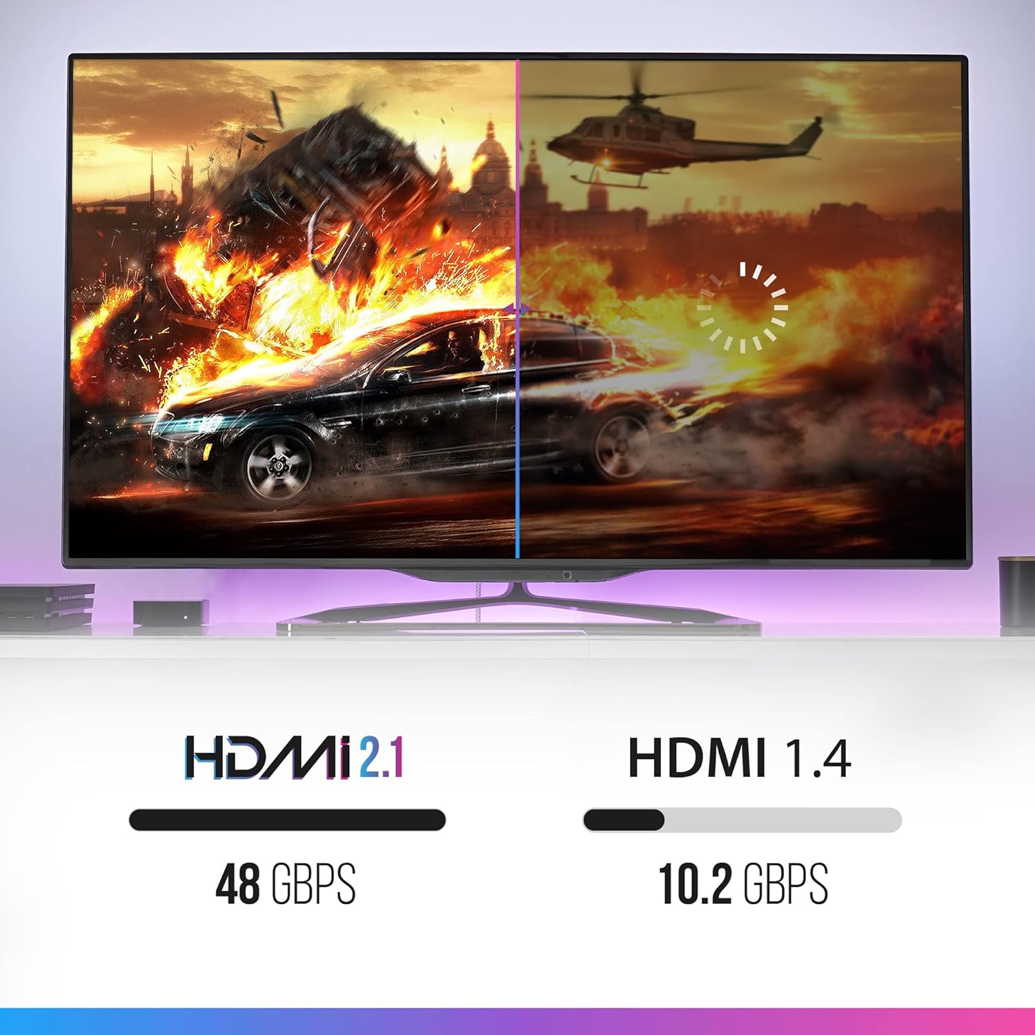 HDMI Cable 2.1-8k High Speed 3M Nylon Braided 48Gbps Transmission Speed Compatible with PS4 PS5 Switch 2 PC TV