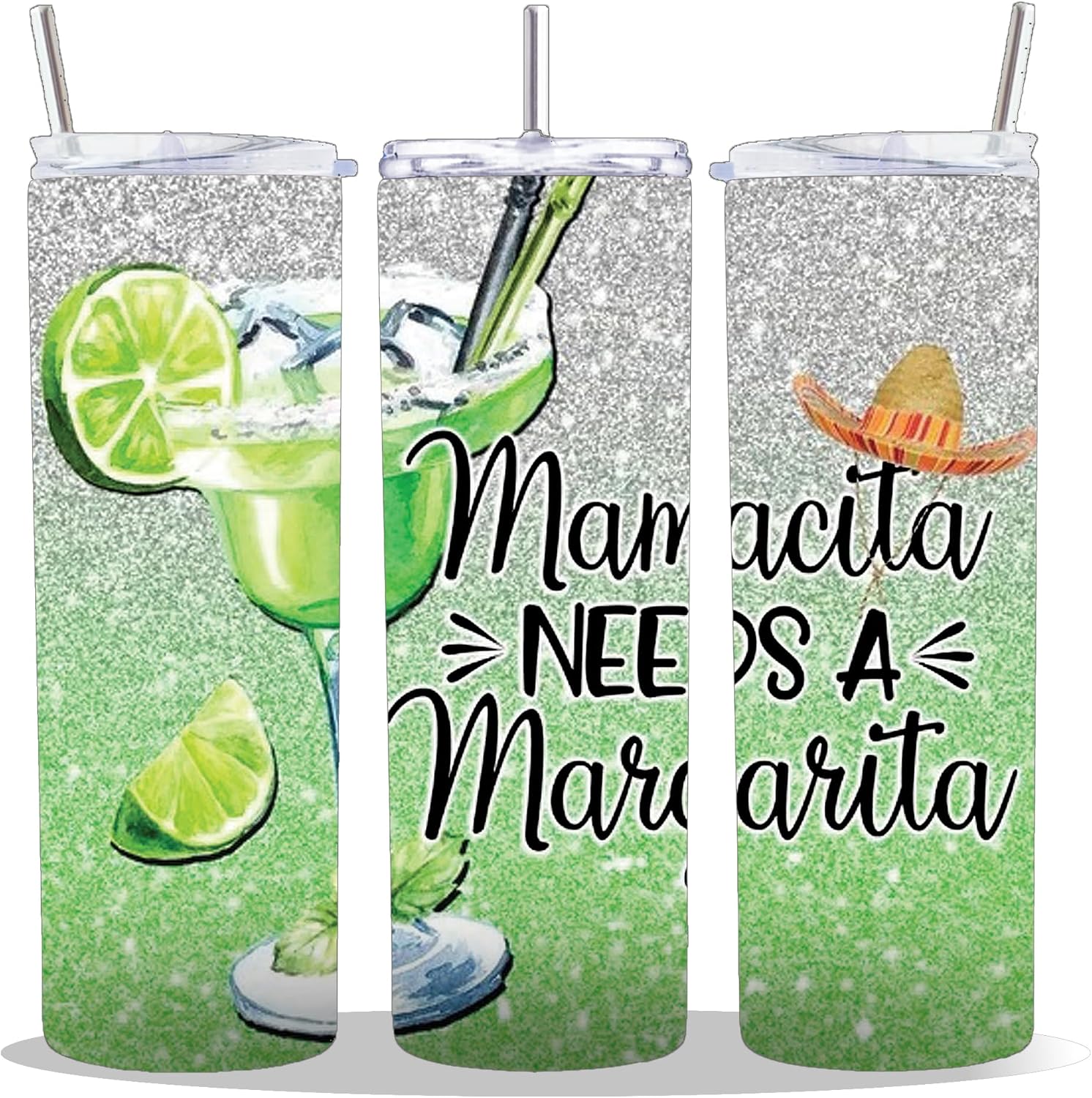 20 oz Insulated Double Wall Stainless Steel Tumbler with Spill Proof Lid and Reusable Straw, Water Bottle Coffee, Mexican Drink Tequila Mamacita Needs A Margarita Cup Mug Tumbler (Mamacita01)