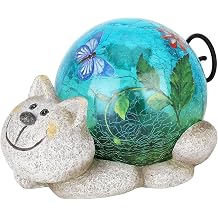 Afirst Garden Cat Statue Outdoor Decor - Resin Outdoor Figurine Glass Solar Lights Indoor Outdoor Decorations Patio Lawn Yard Art Ornaments